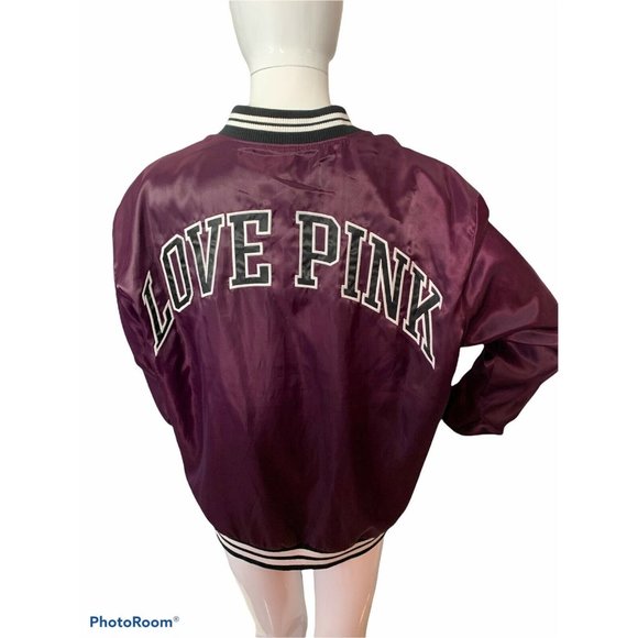 Victoria's Secret Pink Women S Satin Bomber Jacket - Picture 2 of 8